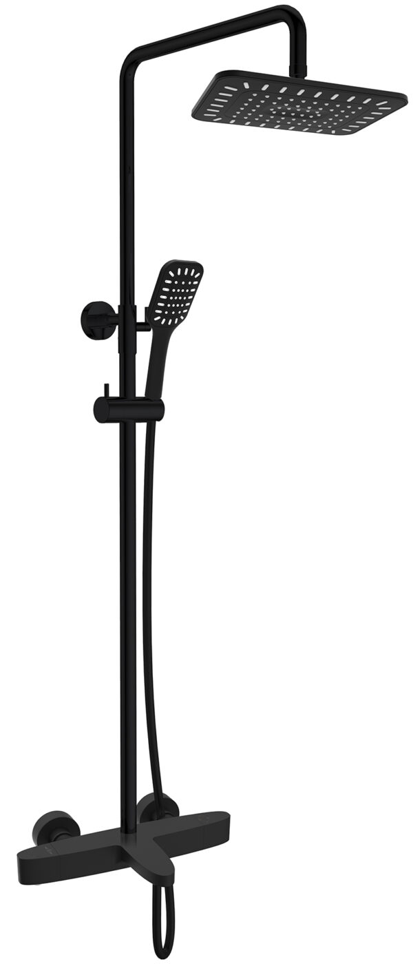 Душевая система KAISER Star с термостатом (стац. лейка 260mm*195mm), черный