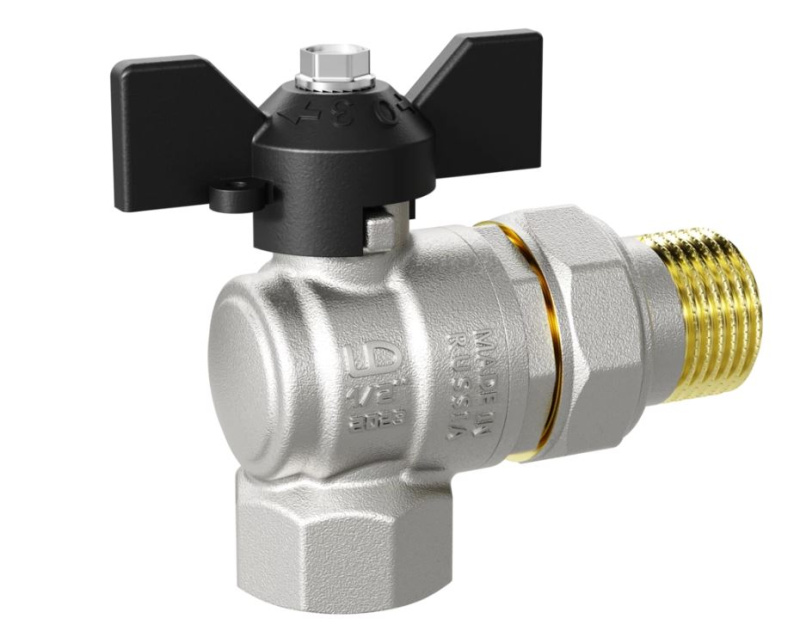 Кран шаровый 1/2" в/н американка угловой бабочка Ру-40 LD Pride